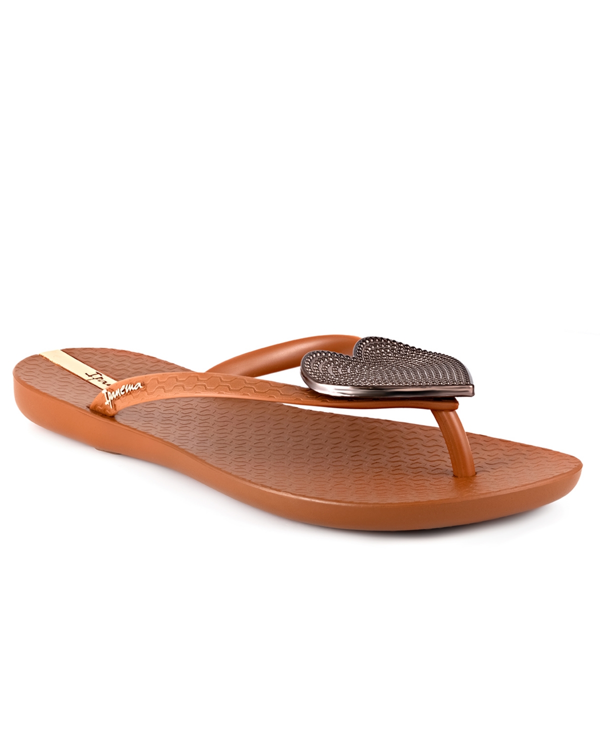Women's Wave Heart Sparkle Flip-flop Sandals - Brown, Bronze