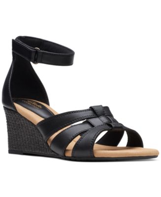 Clarks Women's Kyarra Joy Ankle-Strap Woven Wedge Sandals - Macy's