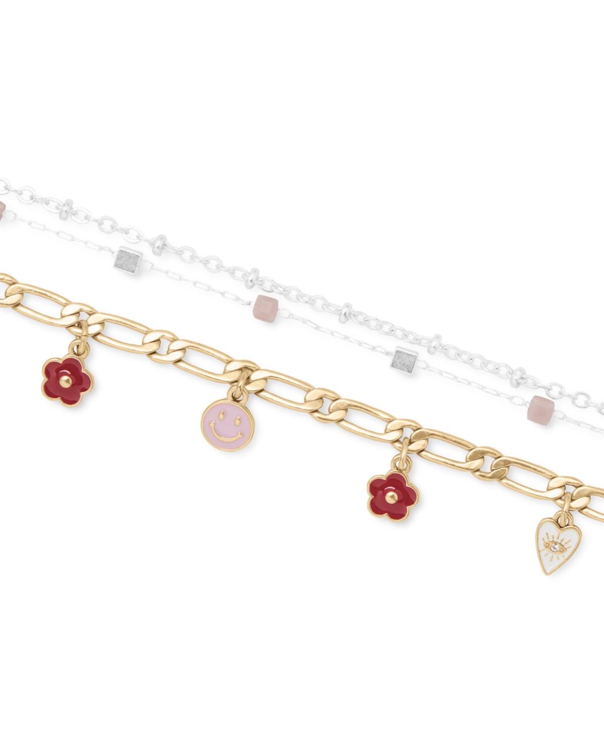 Lucky Brand Two-Tone 2-Pc. Set Bead & Mixed Charm Ankle Bracelets