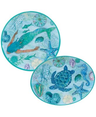 Serene Seas Melamine Platter, Set of 2
