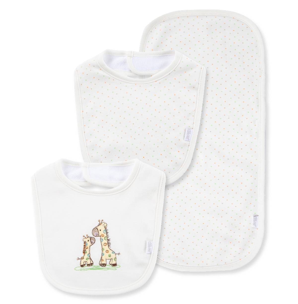 Little Me Baby Boys And Baby Girls Giraffe Bibs And Burp Cloth In White