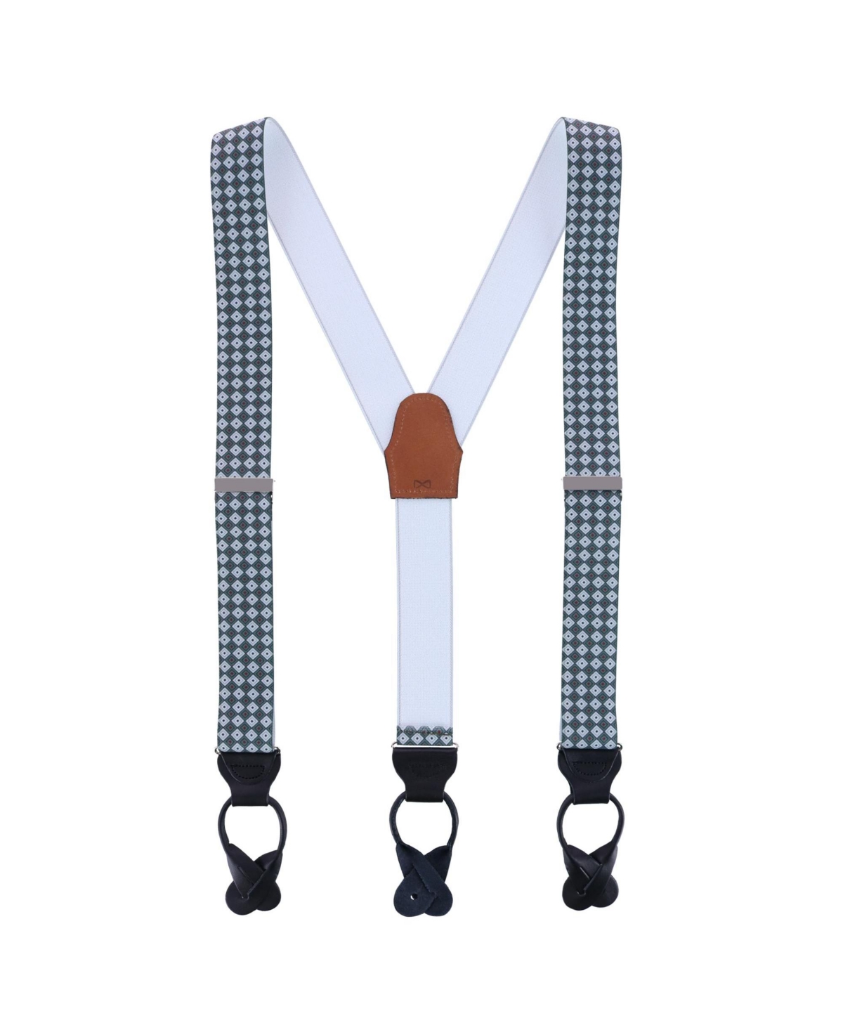 Men's Lucy's Diamonds Patterned Elastic Suspenders - Burgundy with khaki diamonds
