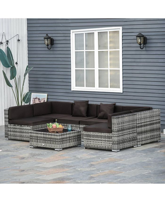 Outsunny 7Piece Patio Furniture Sets Outdoor Wicker Conversation Sets