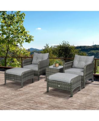 5pcs Outdoor Patio Furniture Set All Weather Wicker Conversation Set
