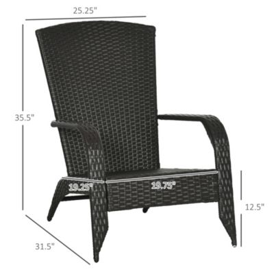 Patio Wicker Adirondack Chair with Cushion, Armrest,