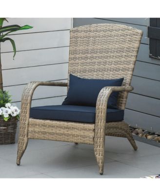 PE Rat Adirondack Lounge Patio Fire Pit Chair, Dark
