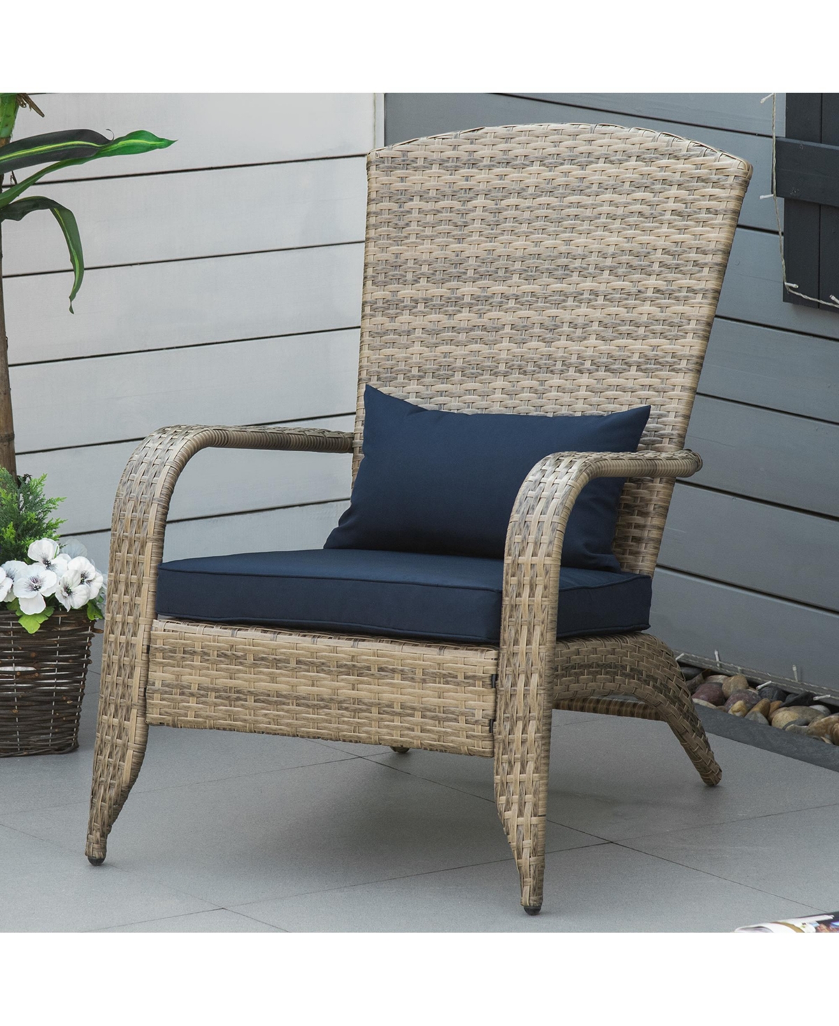 Outsunny Pe Rat Adirondack Lounge Patio Fire Pit Chair
