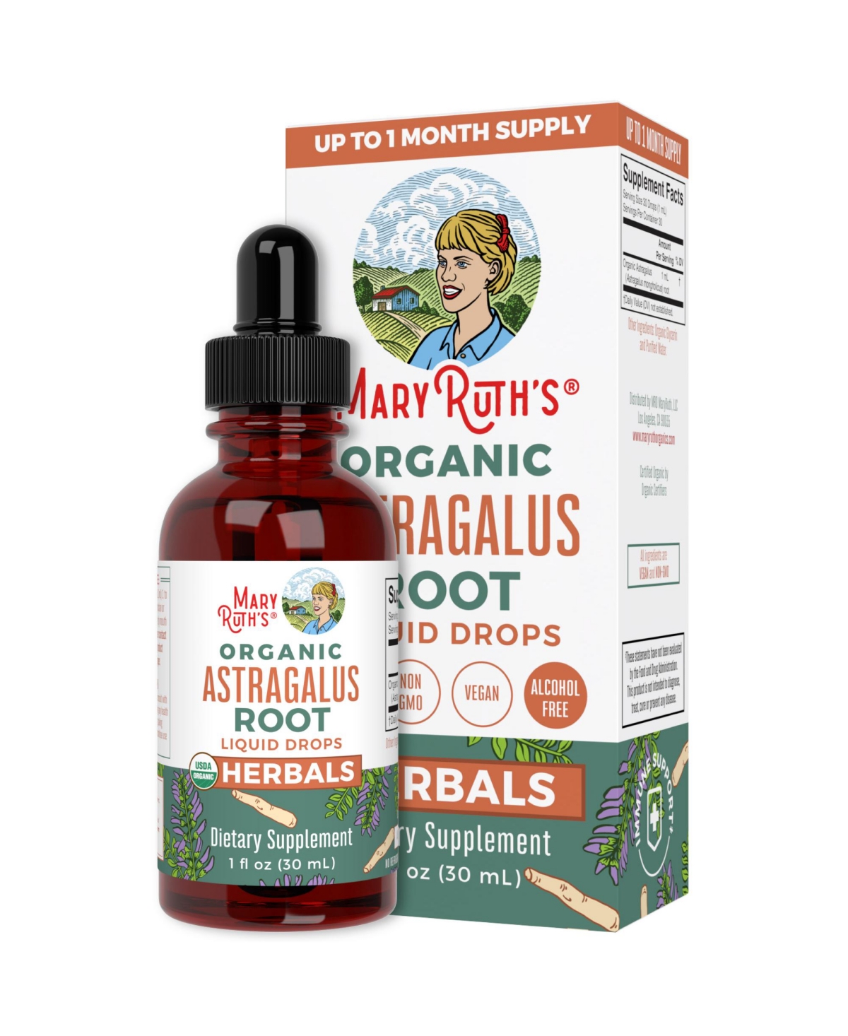 MaryRuth s | USDA Organic Astragalus Root Liquid Drops Herbal Supplement | Immune Support & Cardiovascular Health | Vegan | 1 fl oz / 30 mL