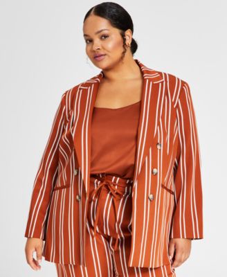 Bar III - Plus Size Faux Double-Breasted Blazer