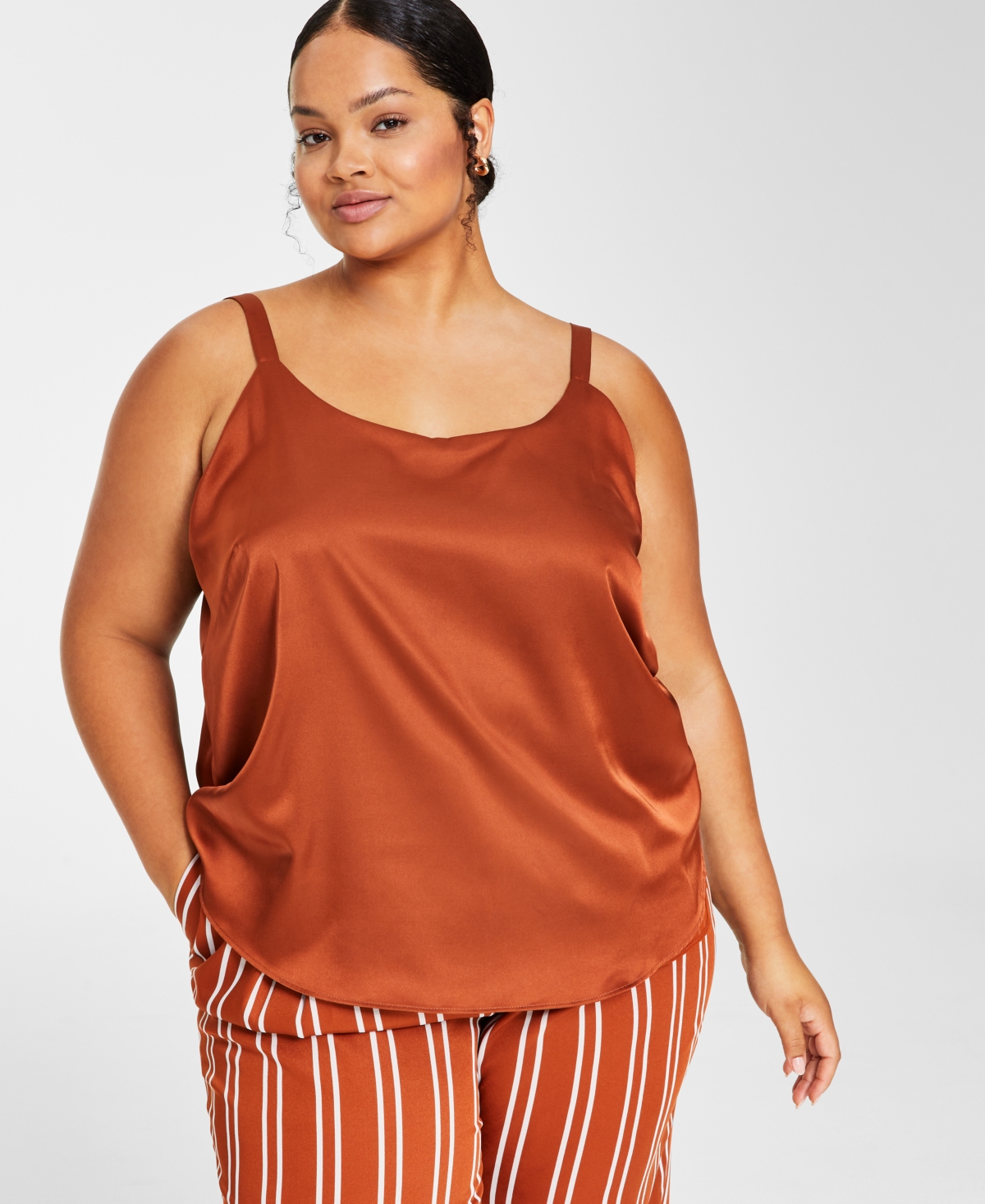 Bar Iii Plus Size Scoop-Neck Satin Camisole, Created for Macy's
