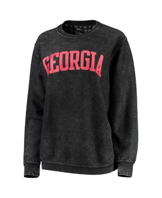 Women's Black Georgia Bulldogs Comfy Cord Vintage-Like Wash Basic Arch Pullover Sweatshirt