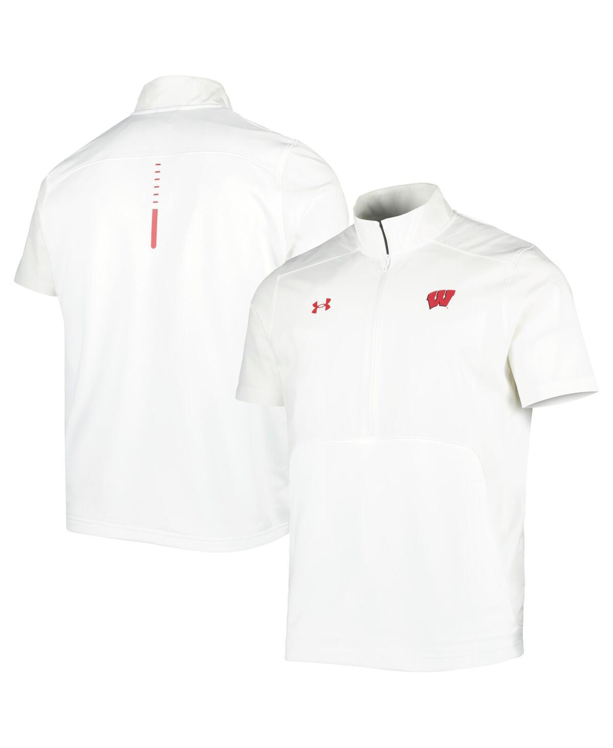 Shop Under Armour Men's  White Wisconsin Badgers Motivate 2.0 Half-zip Jacket