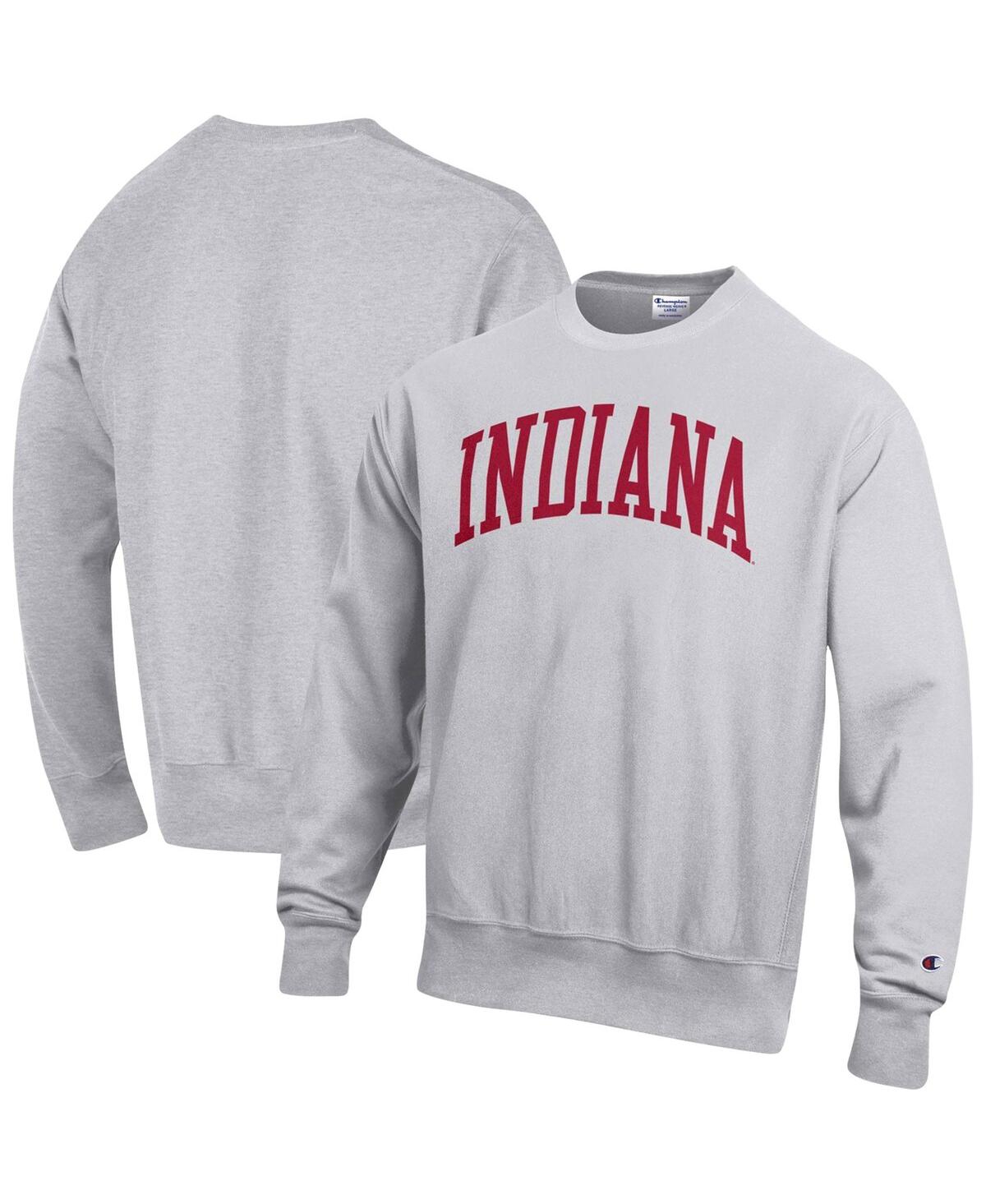 Shop Champion Men's  Ash Indiana Hoosiers Big And Tall Reverse Weave Fleece Crewneck Pullover Sweatshirt