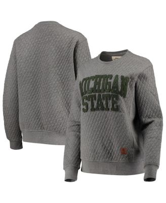 Women's Heather Charcoal Michigan State Spartans Moose Quilted Pullover Sweatshirt