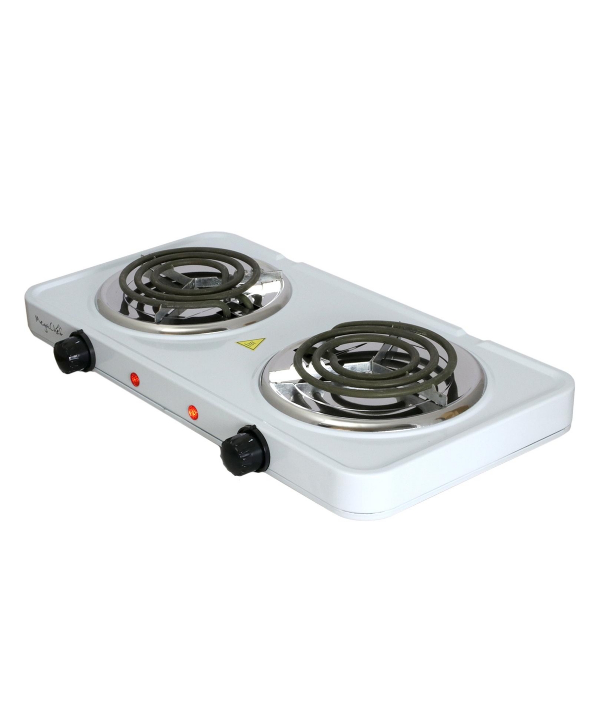 Megachef Electric Easily Portable Ultra Lightweight Dual Coil Burner Cooktop Buffet Range - White