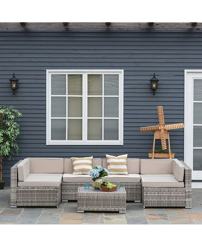 Outsunny 7Piece Patio Furniture Sets Outdoor Wicker Conversation Sets