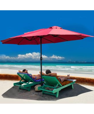 15' Market Outdoor Umbrella Double-Sided Twin Patio Umbrella with Crank
