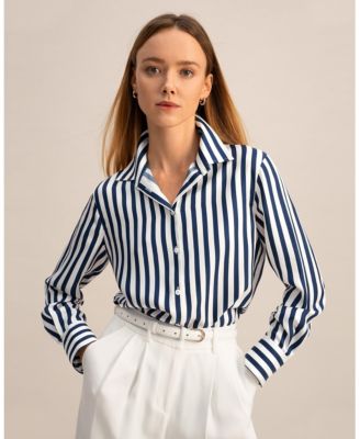 LILYSILK The Amalfi Stripe Silk Shirt for Women - Macy's