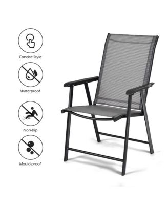 Set of 4 Outdoor Patio Folding Chairs Camping Deck Garden Pool Beach W/Armrest
