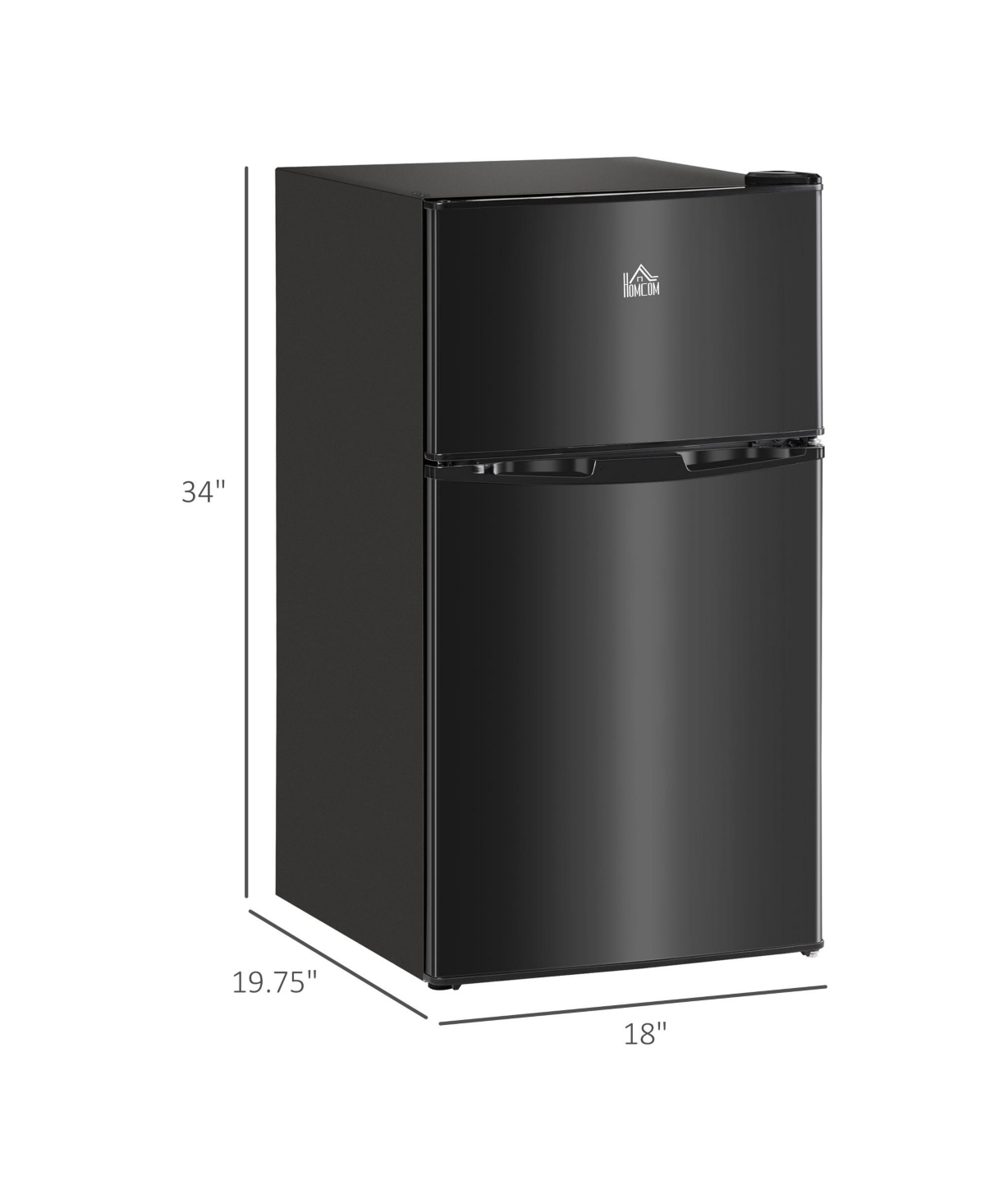 Homcom Double Door Mini Fridge with Freezer, 3.2 Cu.Ft Compact Refrigerator with Adjustable Shelf, Adjustable Thermostat and Reversible Door for Bedro