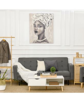 Hand-Painted Wall Art, Canvas Painting African Woman, 39.25" x 31.5"