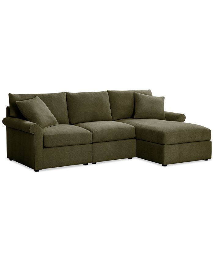Furniture Wrenley 99" 3Pc. Fabric Modular Chaise Sectional Sofa
