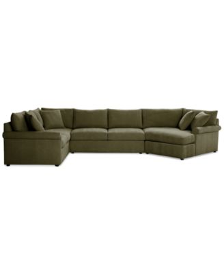 CLOSEOUT! Wrenley 170" 3-Pc. Fabric Sectional Full Sleeper Cuddler Chaise Sofa, Created for Macy's
