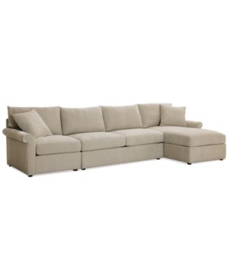 Wrenley 134" 3-Pc. Fabric Sectional Chaise Sofa