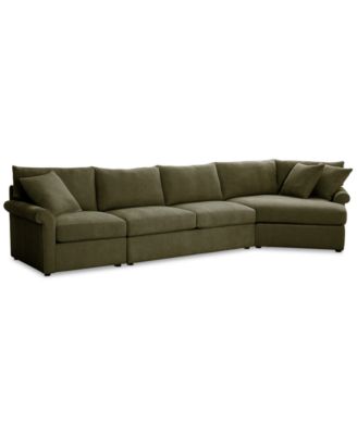 CLOSEOUT! Wrenley 166" 3-Pc. Fabric Cuddler Chaise Sectional Sofa, Created for Macy's