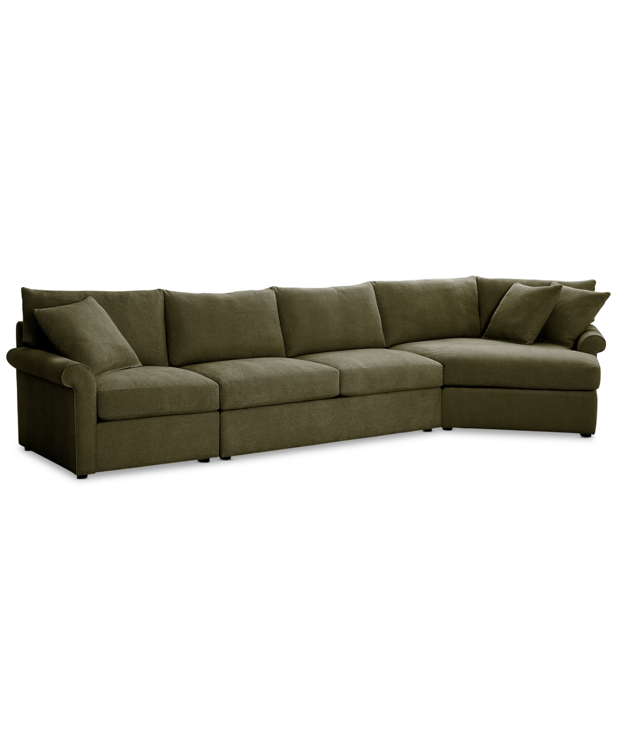 Furniture Wrenley 166" 3-pc. Fabric Cuddler Chaise Sectional Sofa, Created For Macy's In Olive