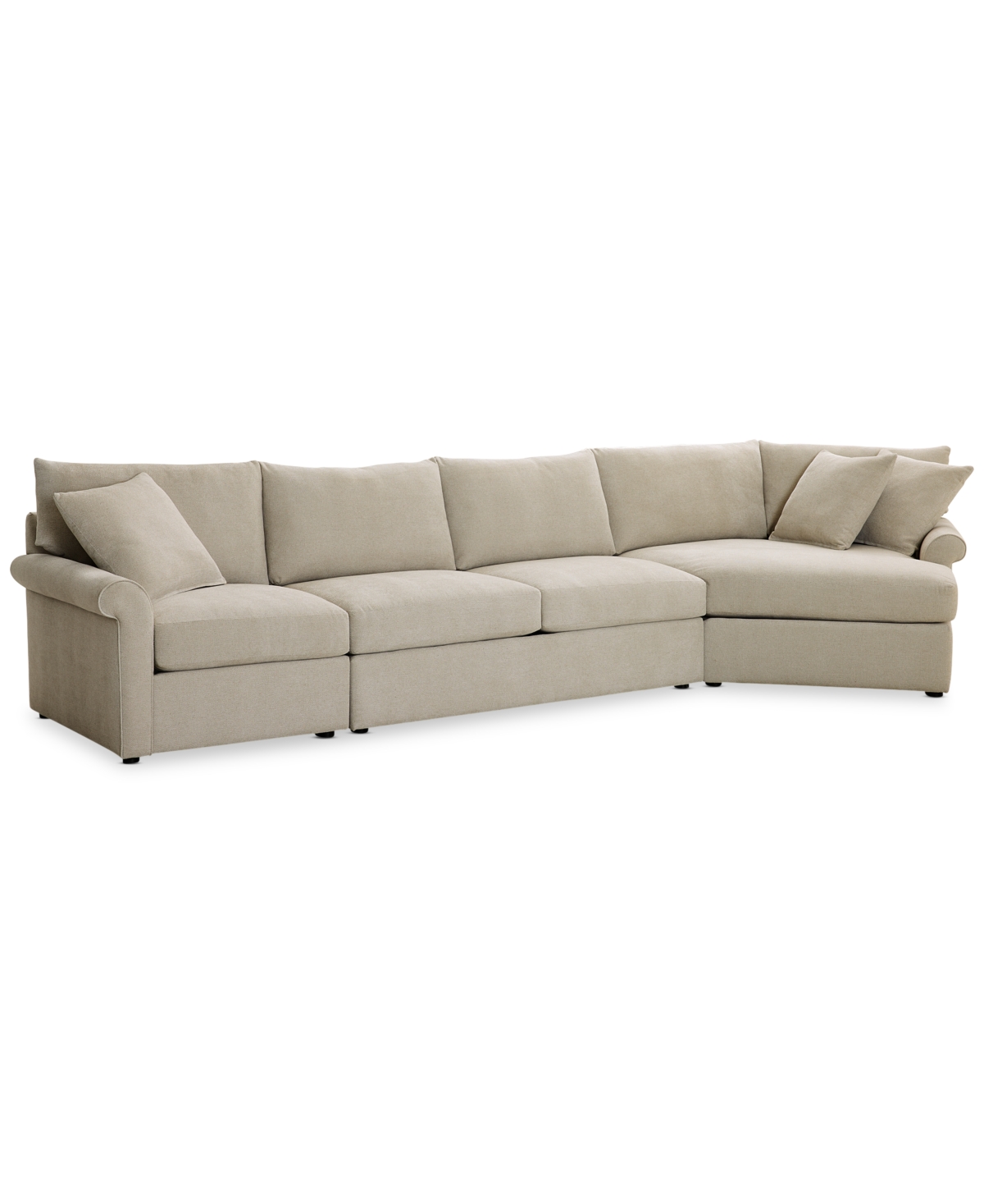 Furniture Wrenley 166" 3-pc. Fabric Cuddler Chaise Sectional Sofa, Created For Macy's In Dove