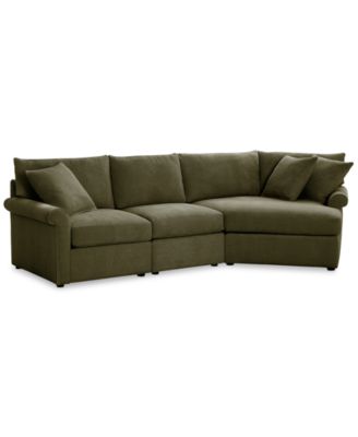 CLOSEOUT! Wrenley 131" 3-Pc. Fabric Modular Cuddler Chaise Sectional Sofa, Created for Macy's