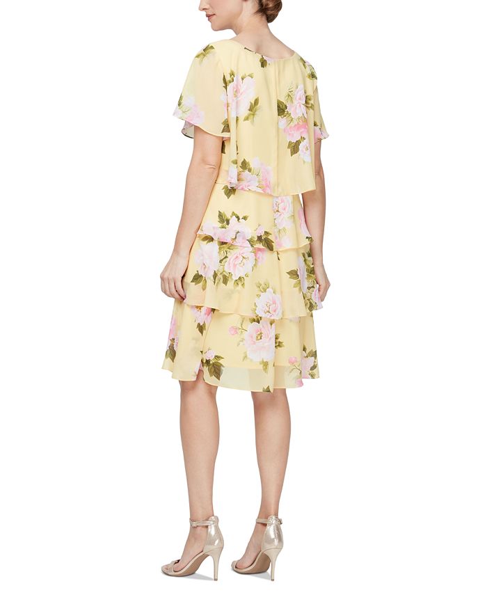 SL Fashions Women's FloralPrint ShortSleeve Tiered Dress Macy's