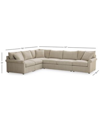 CLOSEOUT! Wrenley 137" 5-Pc. Fabric L-Shape Modular Sectional Sofa