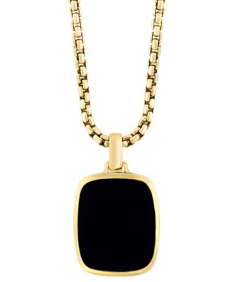 EFFY Collection - Men's Onyx Dog Tag 22" Pendant Necklace in 14k Gold-Plated Sterling Silver