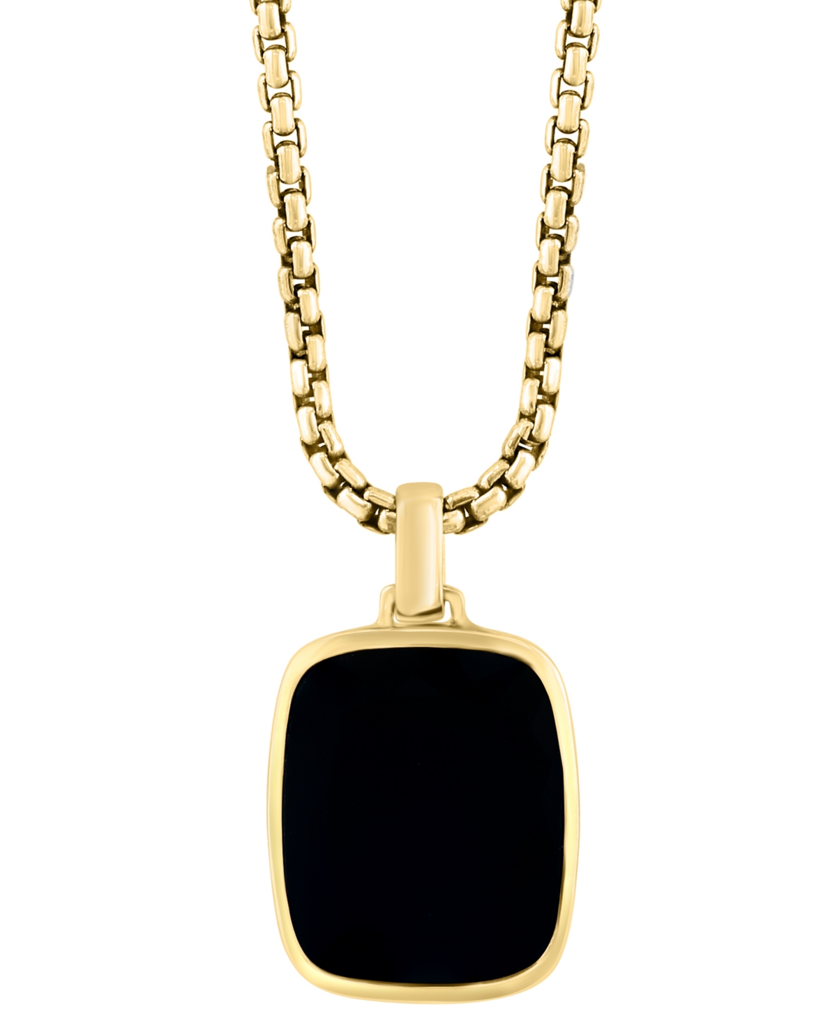 Effy Collection Effy Men's Onyx Dog Tag 22" Pendant Necklace In 14k Gold-plated Sterling Silver In Gold Over Silver