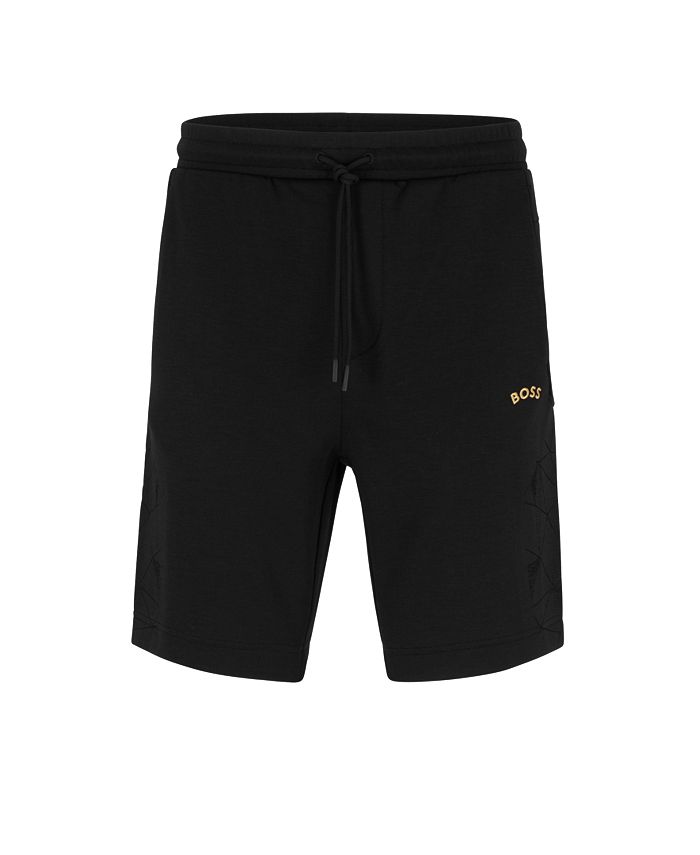 Hugo Boss Men's Stretch-Jersey Regular-Fit Grid Embroidery Shorts - Macy's