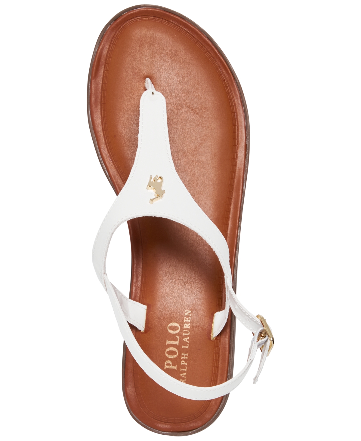 Shop Polo Ralph Lauren Big Girls Tierney Iv Stay-put Sandals From Finish Line In White,gold Tone
