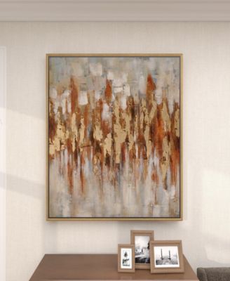 Canvas Abstract Framed Wall Art with Gold-Tone Frame, 39" x 2" x 39"