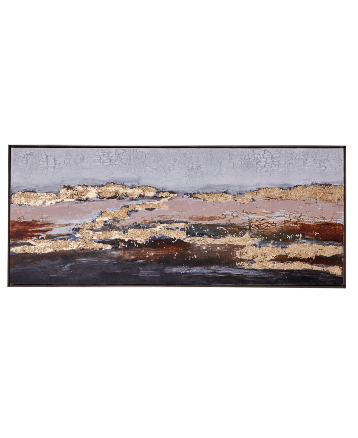 Rosemary Lane Canvas Foiled And Brushstrokes Geode Framed Wall Art With Gold-tone Frame, 59" X 2" X 20"