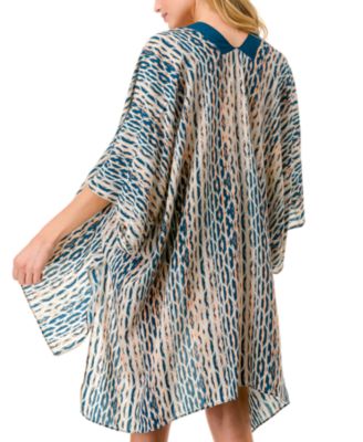 Geo Print Kimono Cover Up
