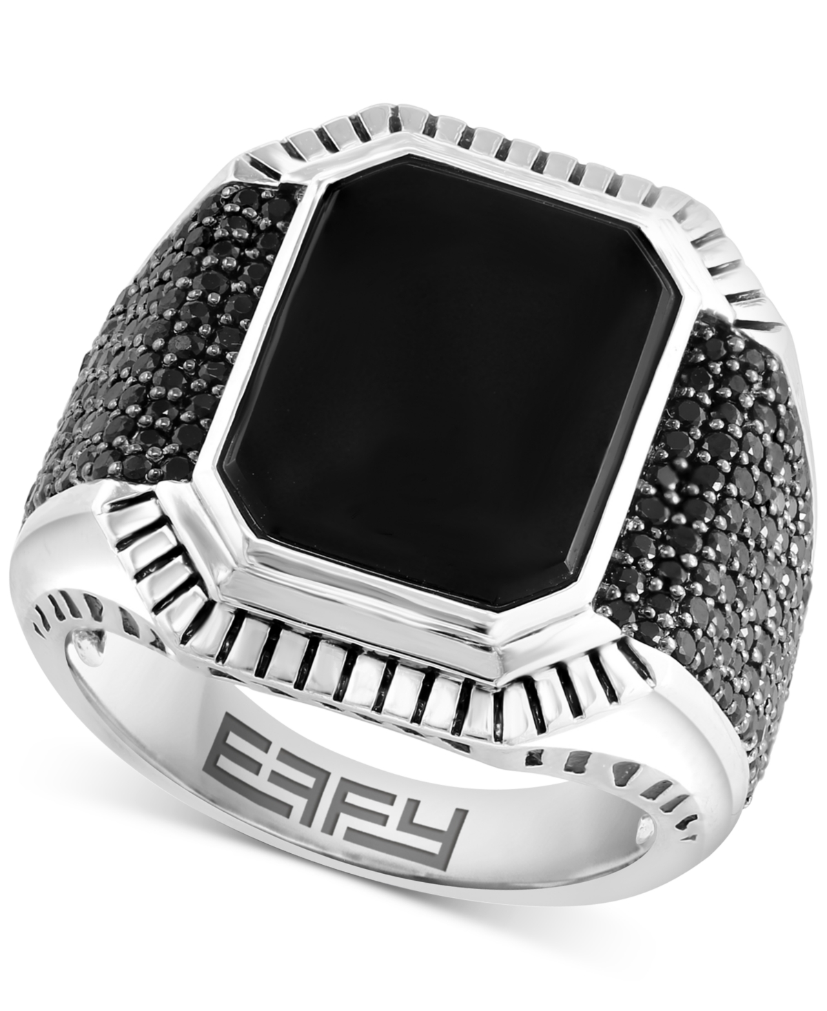 Effy Collection Effy Men's Onyx & Black Spinel Statement Ring In Sterling Silver
