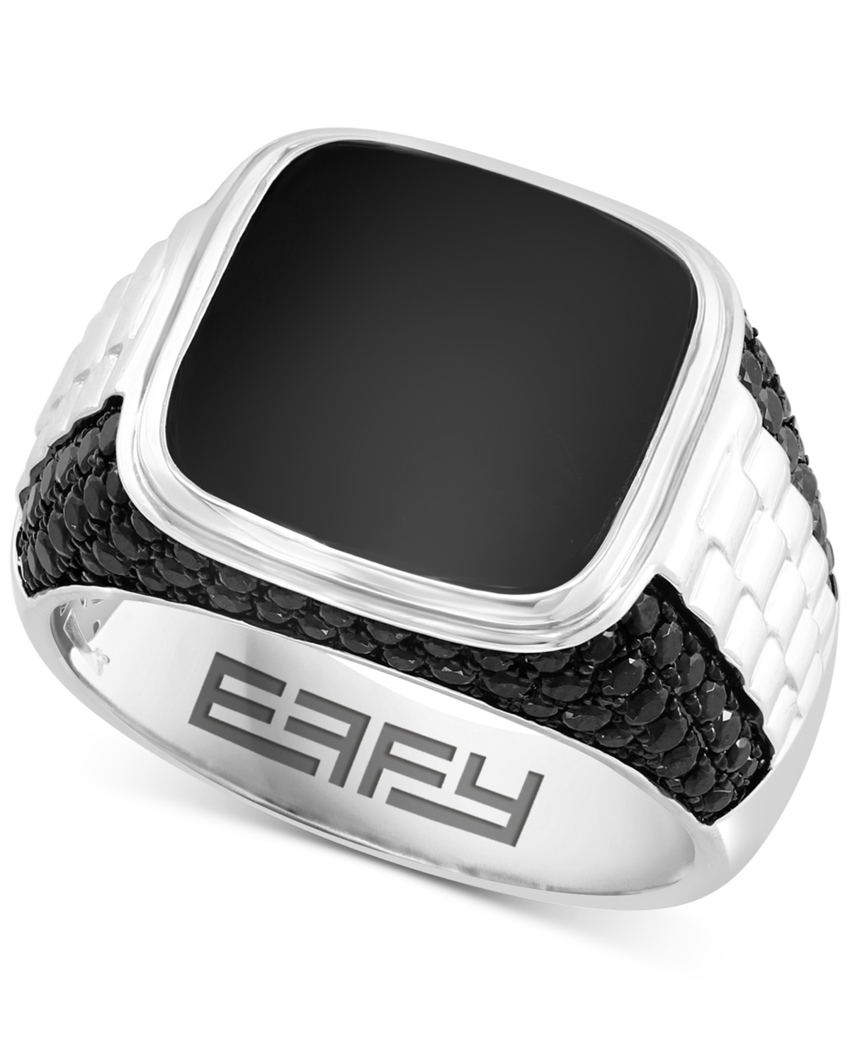 Effy Collection Effy Men's Onyx & Black Spinel Two-tone Ring In Sterling Silver & Black Rhodium-plate
