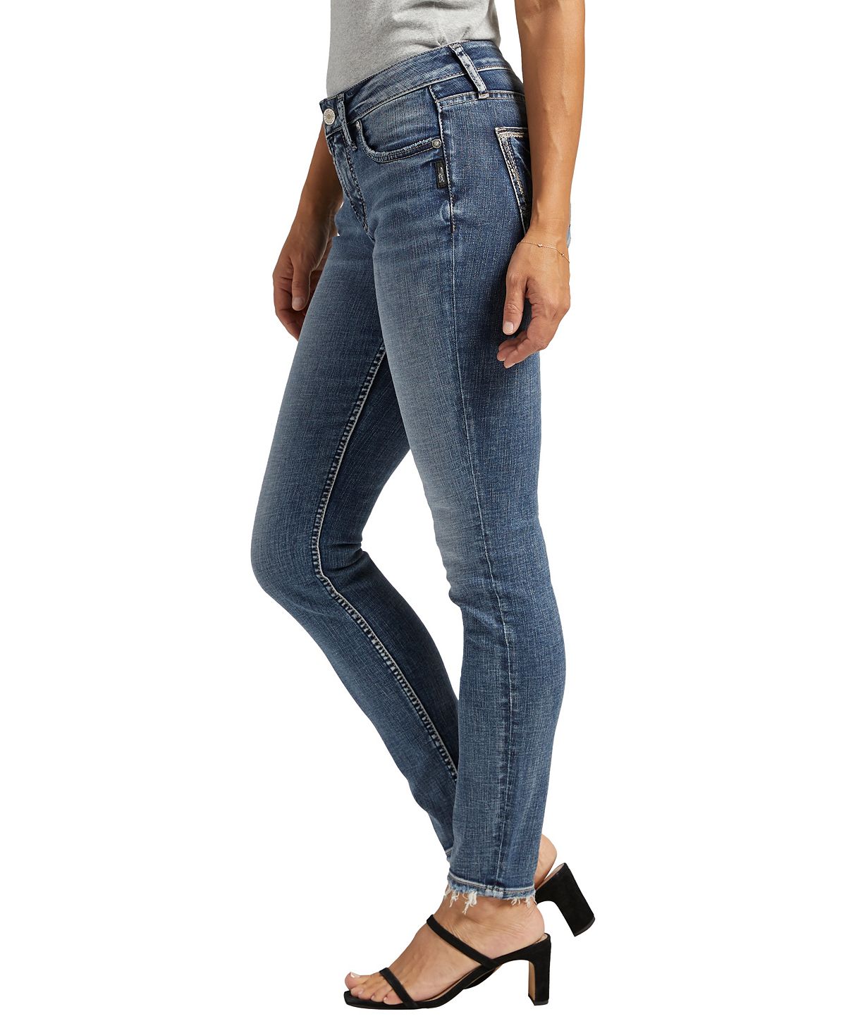 Silver Jeans Co. Women's Suki Mid Rise Curvy Fit Slim Skinny Jeans view 3 — MAYCSS fashion products