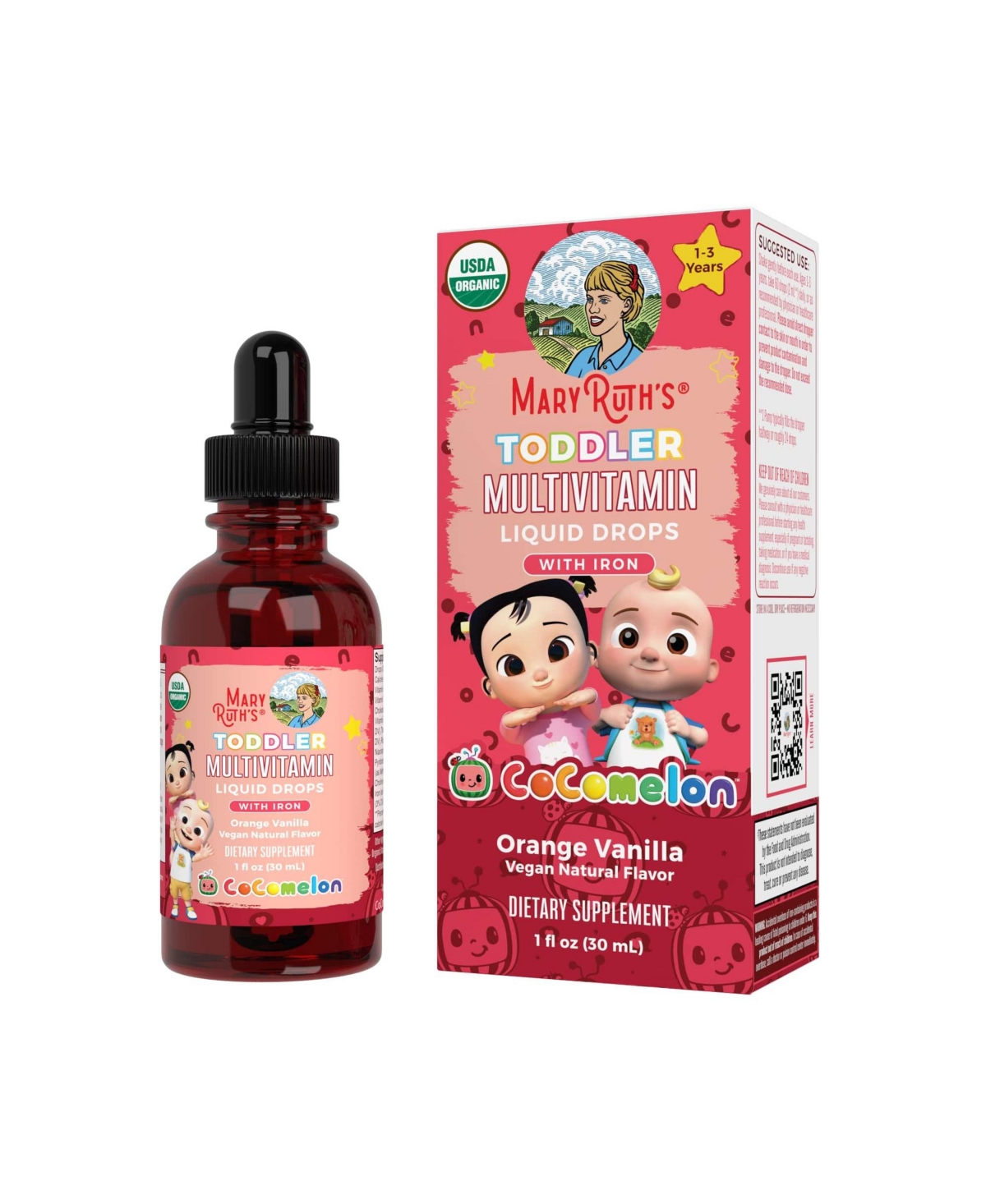 Coco Toddler Multivitamin + Iron Drops, Vanilla Orange, Org, 1 oz