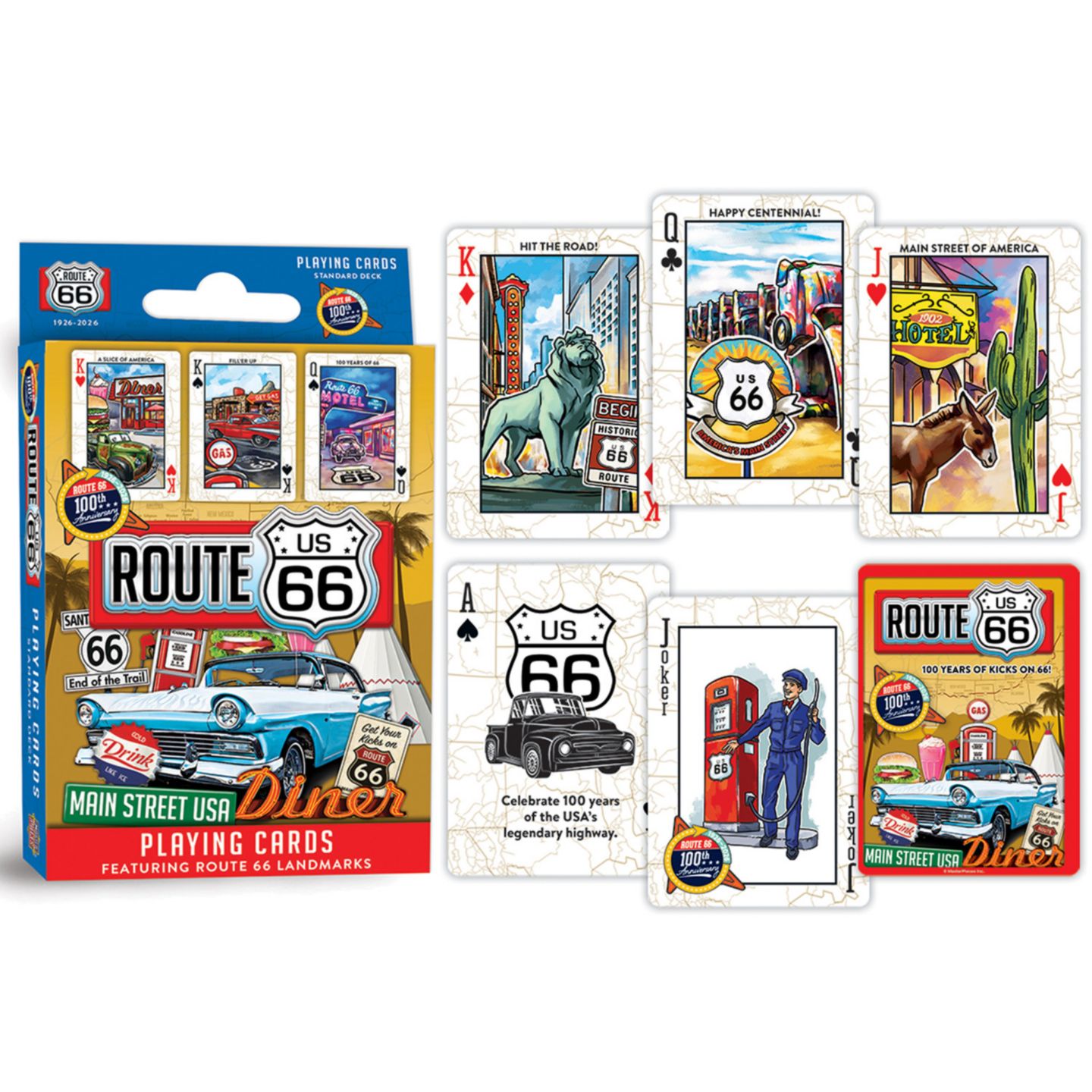 Детская игрушка MasterPieces Puzzles Route 66 Standard 54-Card Deck, Ages 4+, цвет: Разноцветный — фото 2