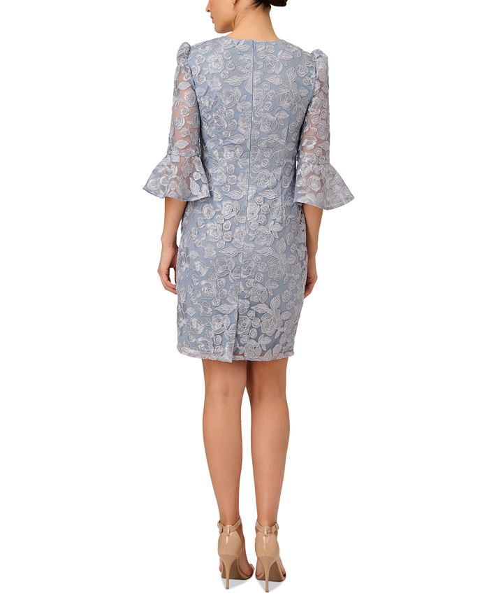 Adrianna Papell Women's Embroidered Bell-Sleeve Sheath Dress - Macy's