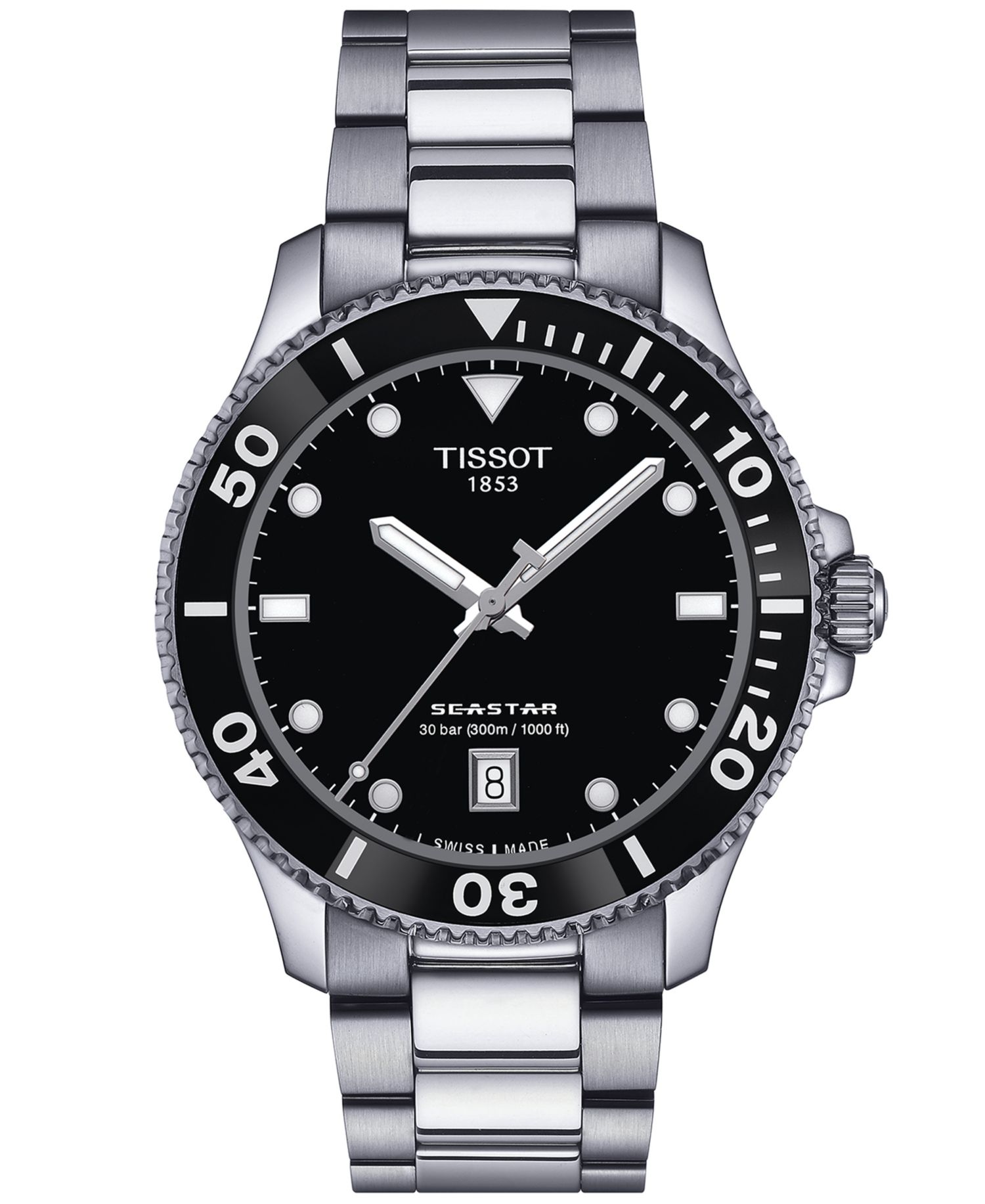 Men's Swiss Seastar 1000 Stainless Steel Bracelet Watch 40mm