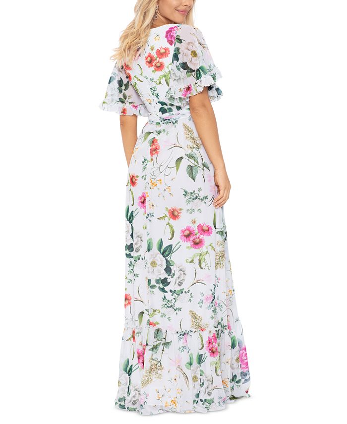 Betsy & Adam Women's Floral Print Ruffled Midi Dress White Size X-Small