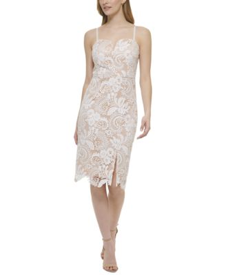 GUESS - Women's Floral-Lace Sleeveless Midi Slip Dress